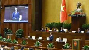 El ministro de Educación y Formación, Nguyen Kim Son, responde a las preguntas de los diputados. (Foto: VNA) 